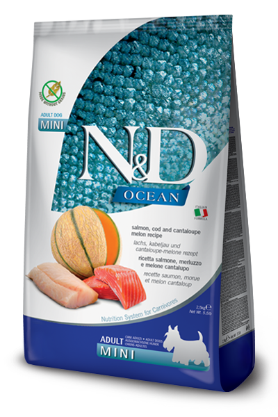 Farmina N&D Ocean Canine Salmon, Cod & Cantaloupe Melon Adult Mini Dog Food (5.5 LB)
