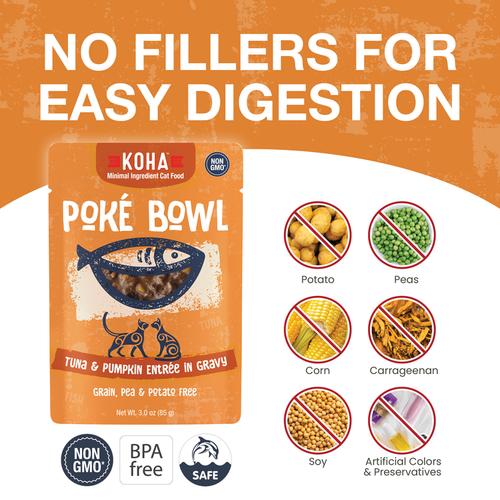 Koha Poké Bowl Tuna & Pumpkin Entrée in Gravy for Cats
