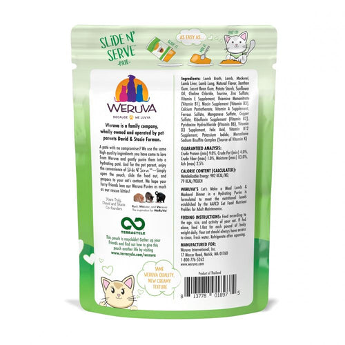 Weruva Slide N' Serve Grain Free Let's Make a Meal Lamb & Mackerel Dinner Wet Cat Food Pouch