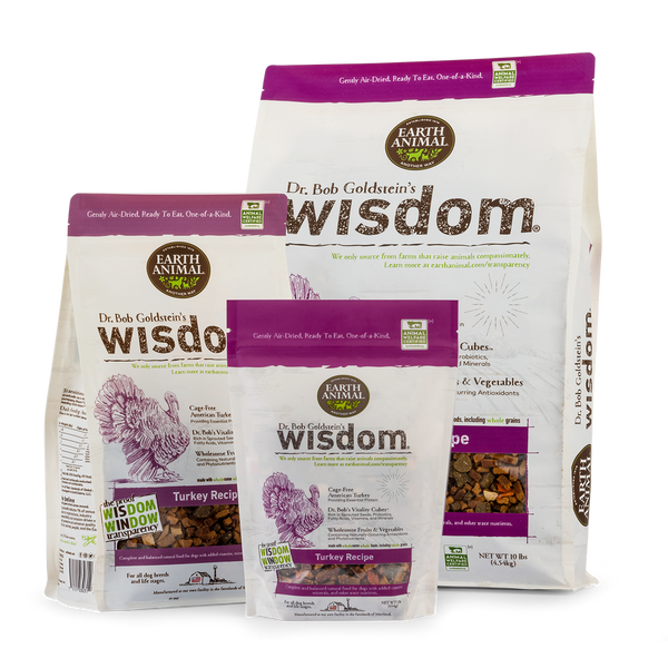 Earth Animal Dr. Bob Goldstein s Wisdom Dog Food Turkey Recipe Sarasota FL Pet Supply Center Online